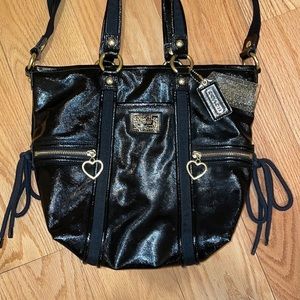 Coach Daisy Liquid Gloss Black Patent Leather Bag